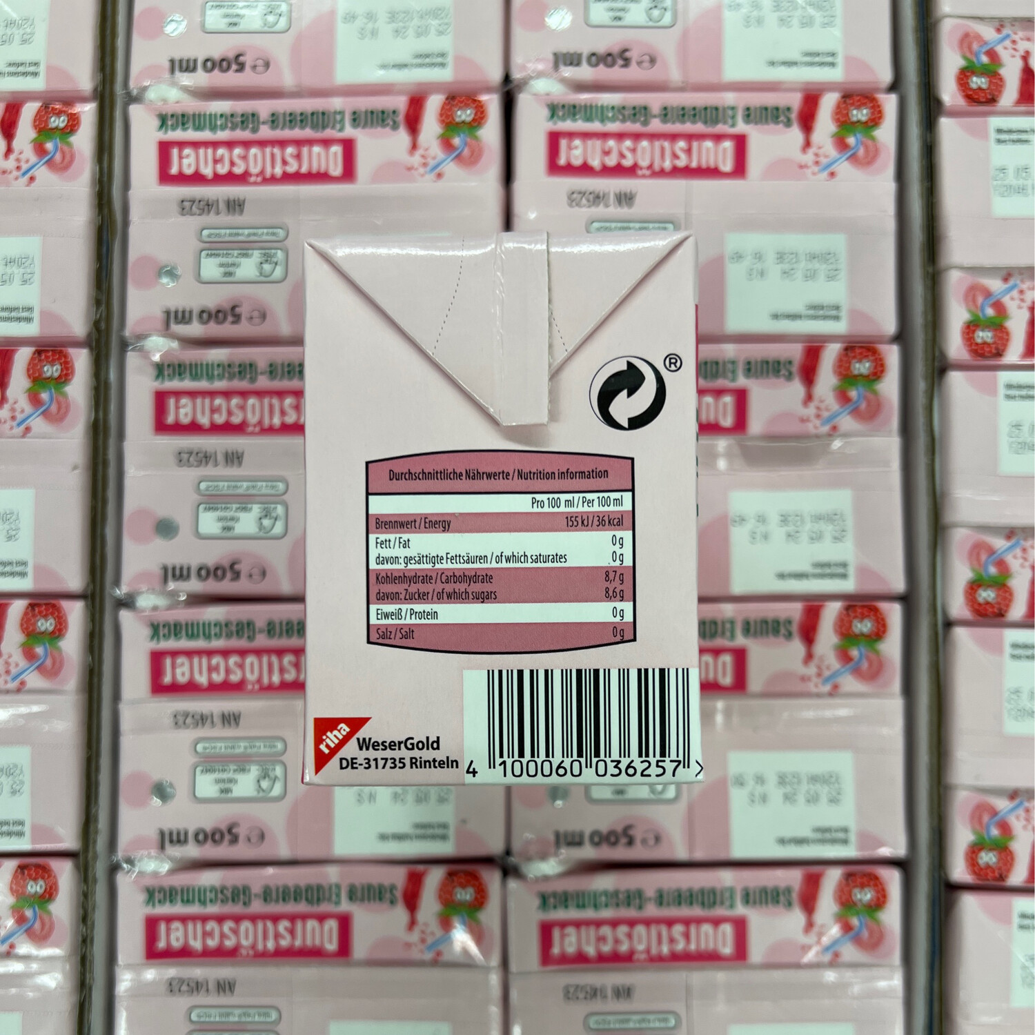 Durstlöscher Sauer Erdbeere Geschmack 500ml