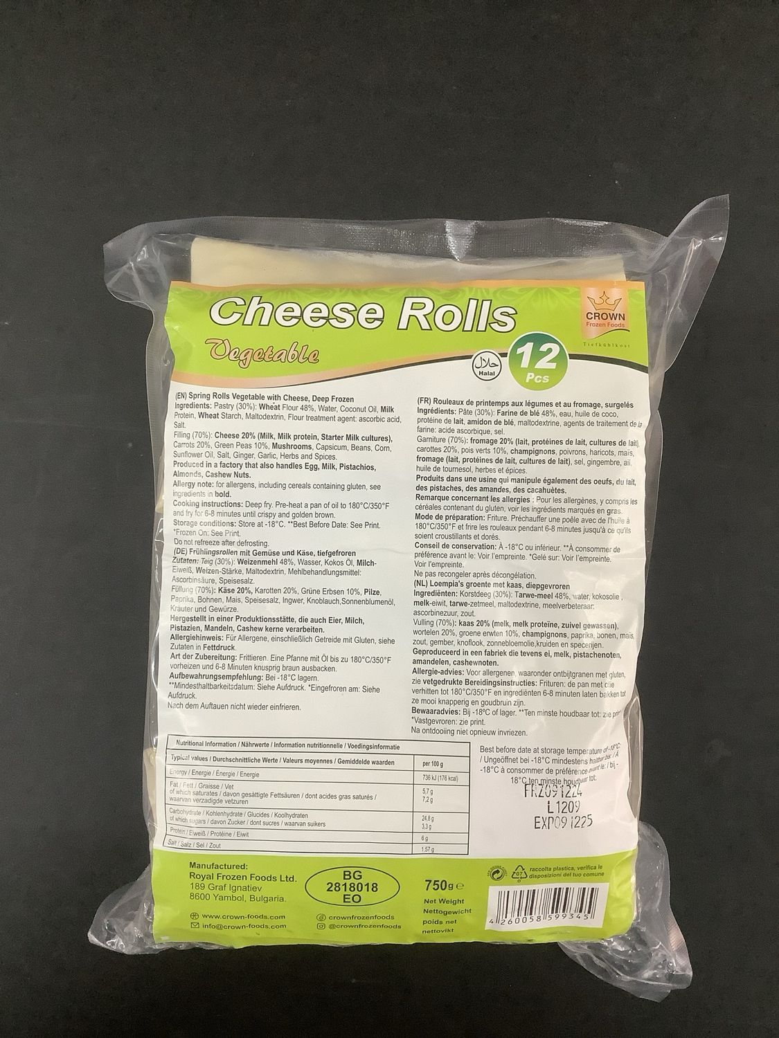 Crown cheese vegetable roll 12pcs 