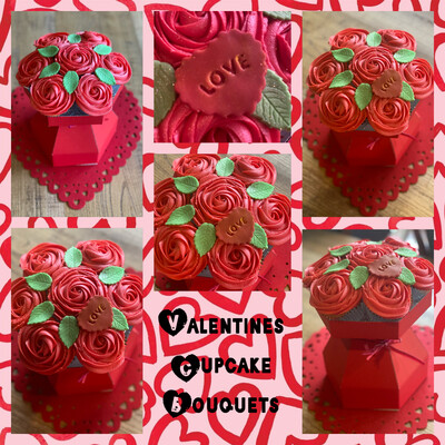 Red Rose Valentines Cupcake Bouquet 