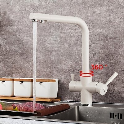 F4352-24 (смеситель для кухни с подключением фильтра питеьвой воды 35мм молочный )