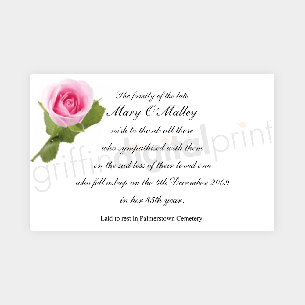 In Memoriam Acknowledgement Cards - Assorted Designs