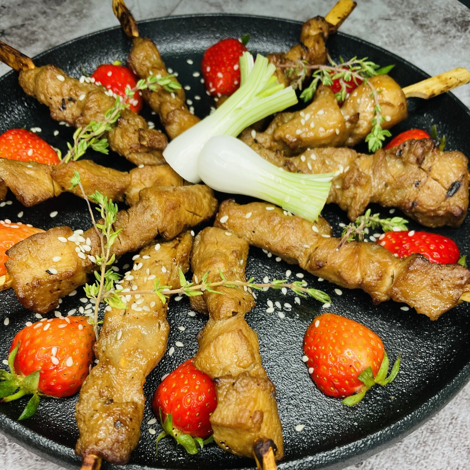 Asiatischer Hähnchenspieß