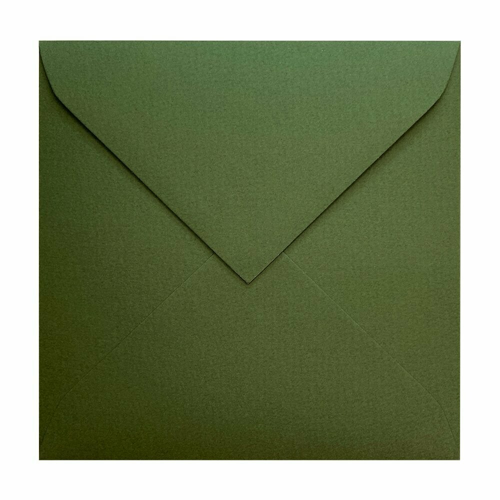 6x6 Verde Oliva Color Sobres Cuadrados Solapa Engomada Diamante 100gsm