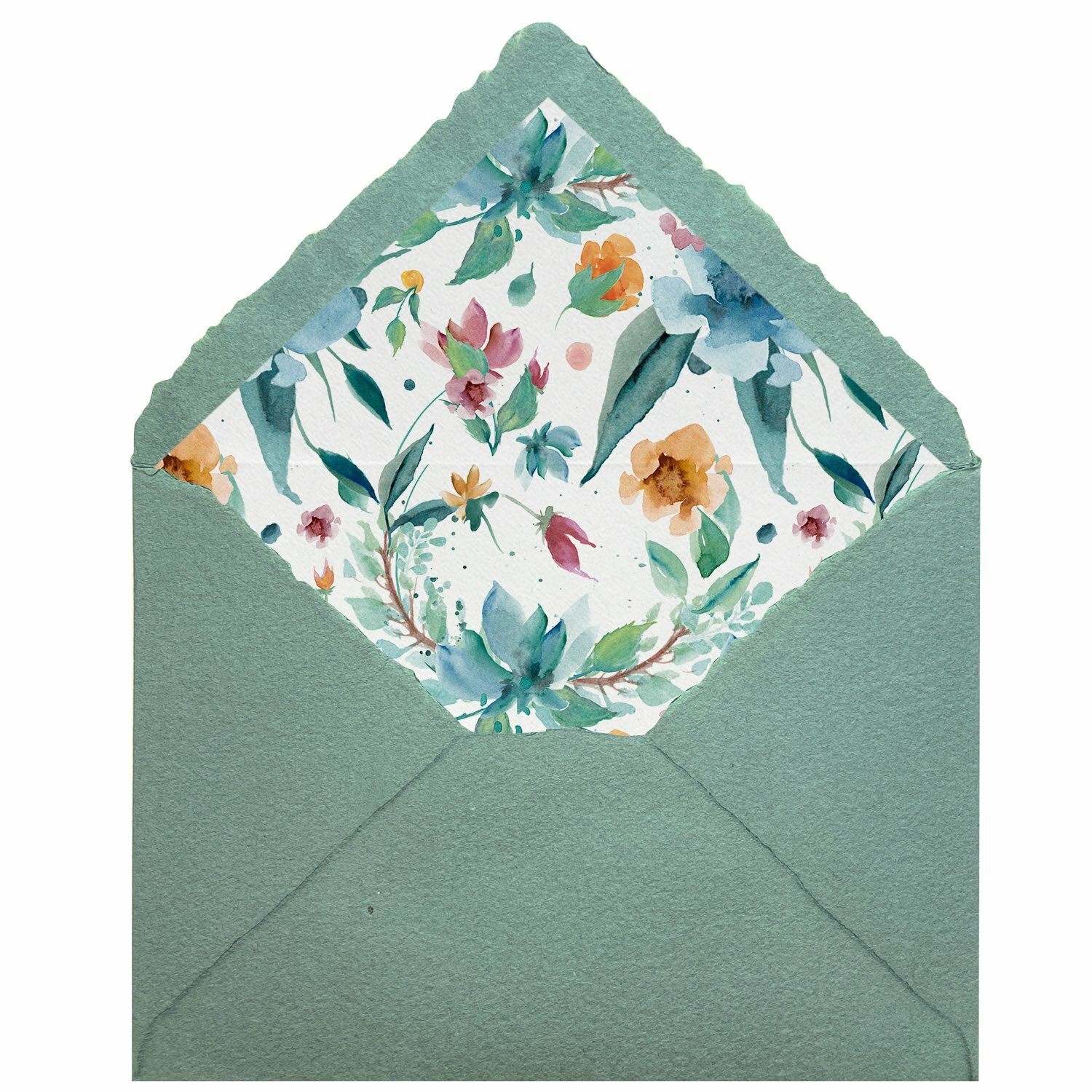 Sobres artesanales forrados estampados | Flores Azules