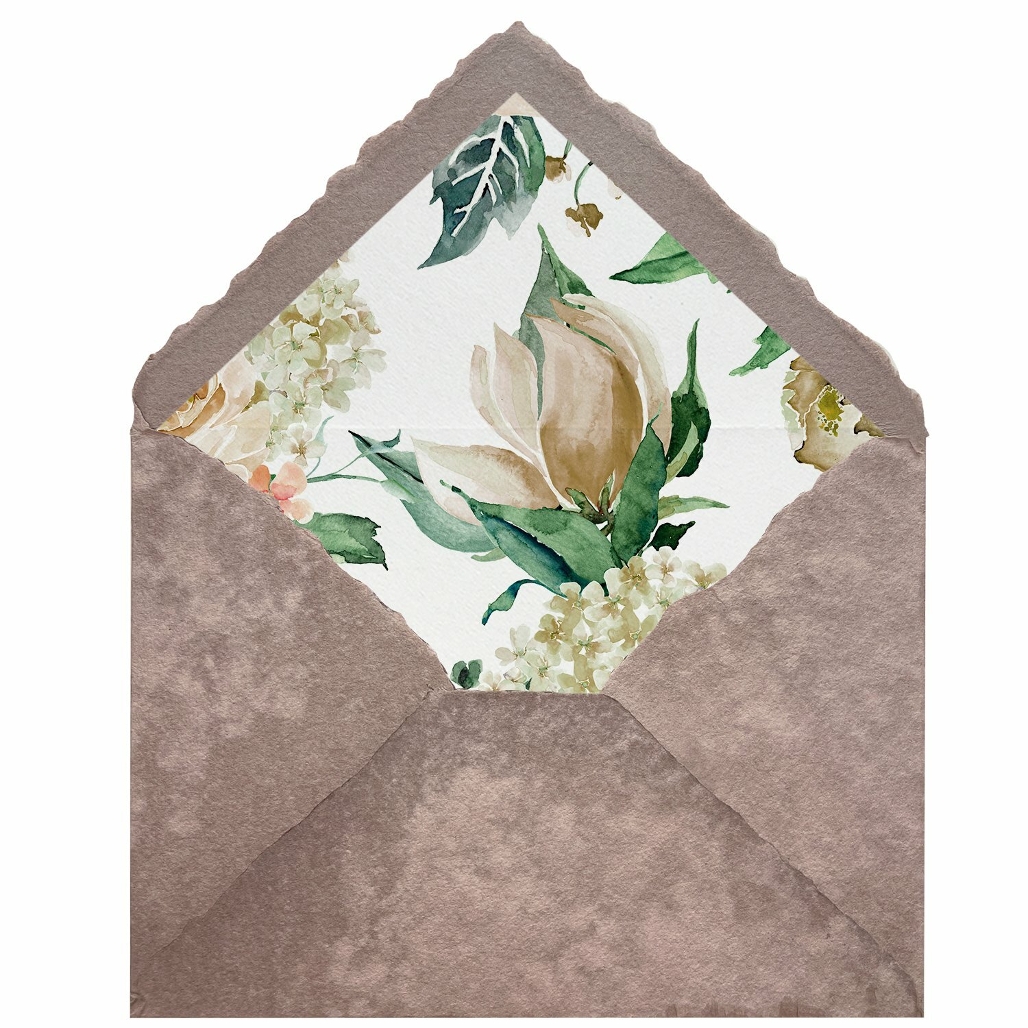 Sobres artesanales forrados estampados | Flores Blancas