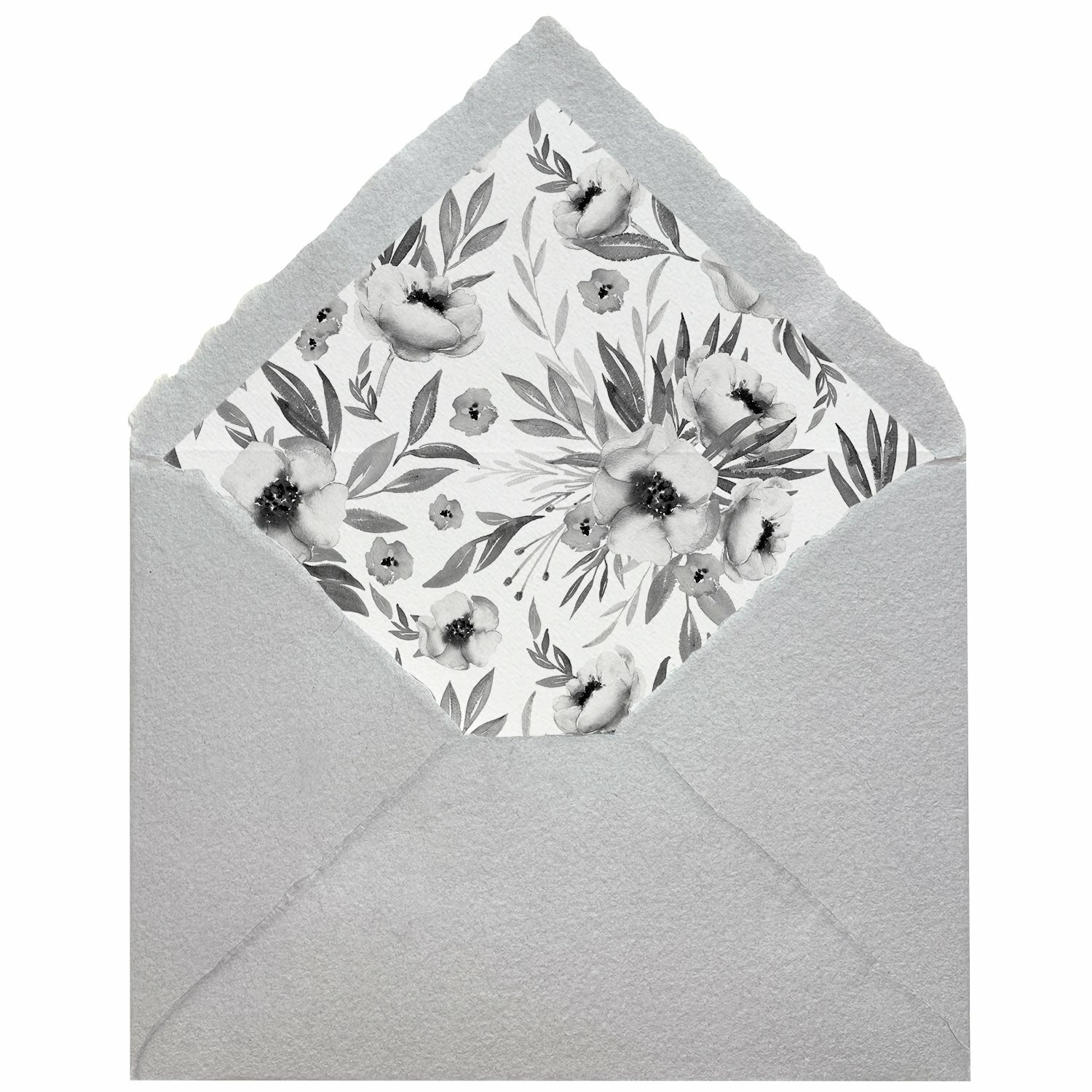 Sobres artesanales forrados estampados | Flores Blanco y Negro
