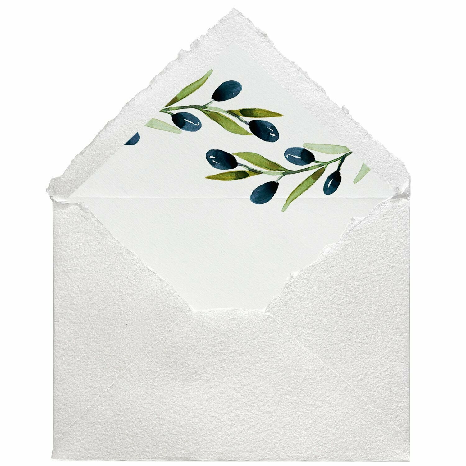 Sobres artesanales forrados estampados | Olivo, Color del Sobre: Blanco