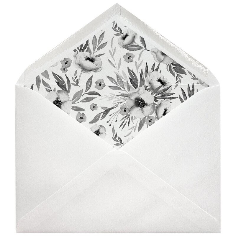 Sobres forrados estampados C5 | Flores Blanco y Negro