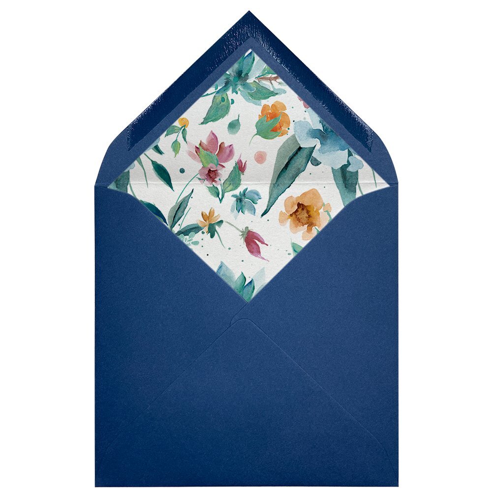 Sobres forrados estampados Cuadrados | Flores Azules