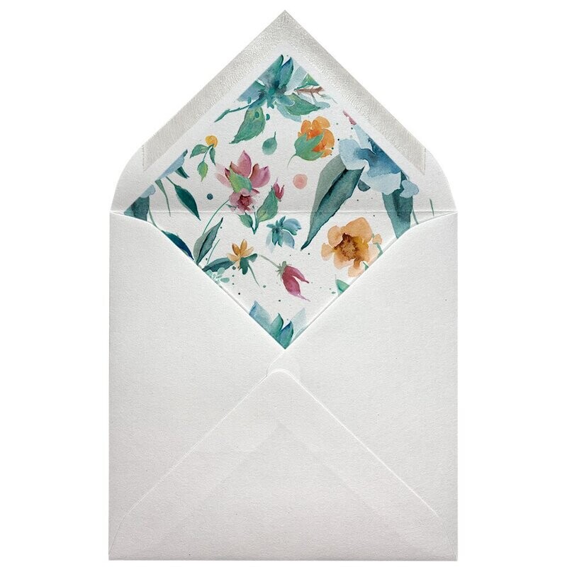 Sobres forrados estampados Cuadrados | Flores Azules