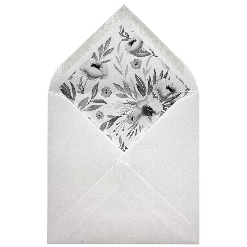 Sobres forrados estampados Cuadrados | Flores Blanco y Negro