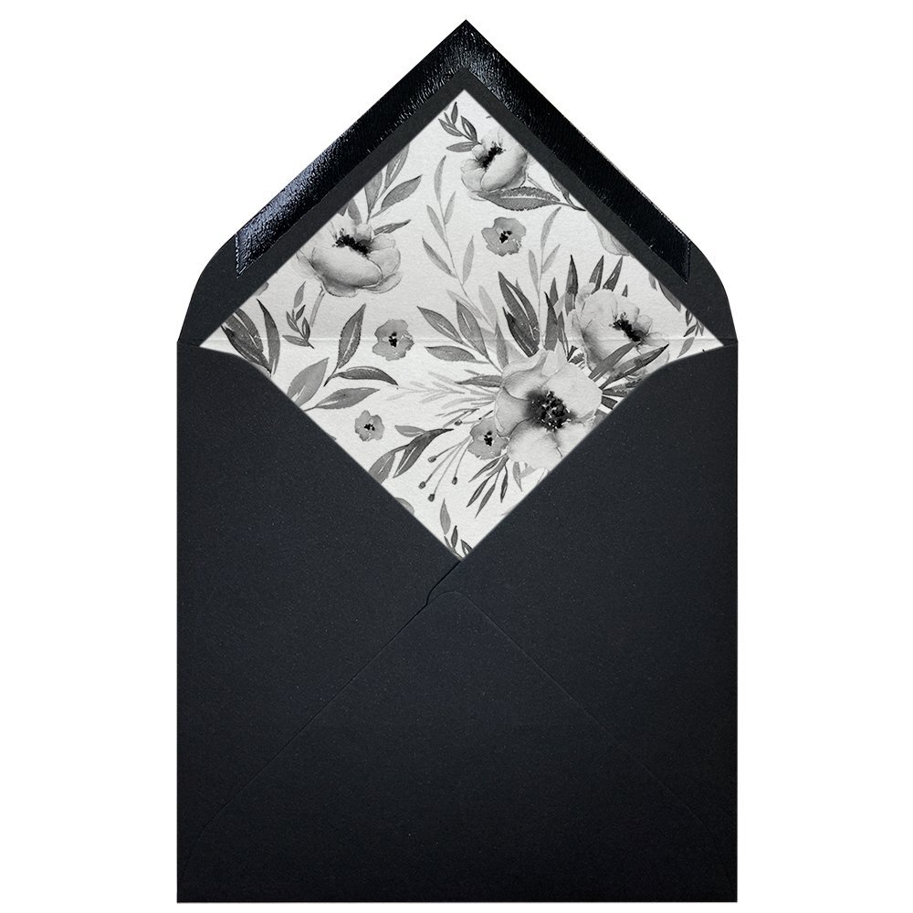 Sobres forrados estampados Cuadrados | Flores Blanco y Negro