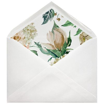 Sobres forrados estampados C5 | Flores blancas