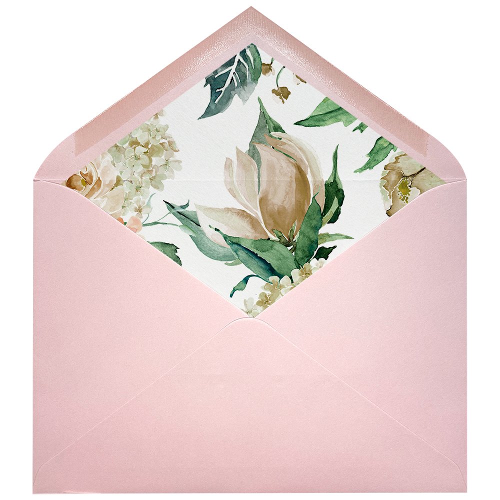 Sobres forrados estampados C5 | Flores blancas