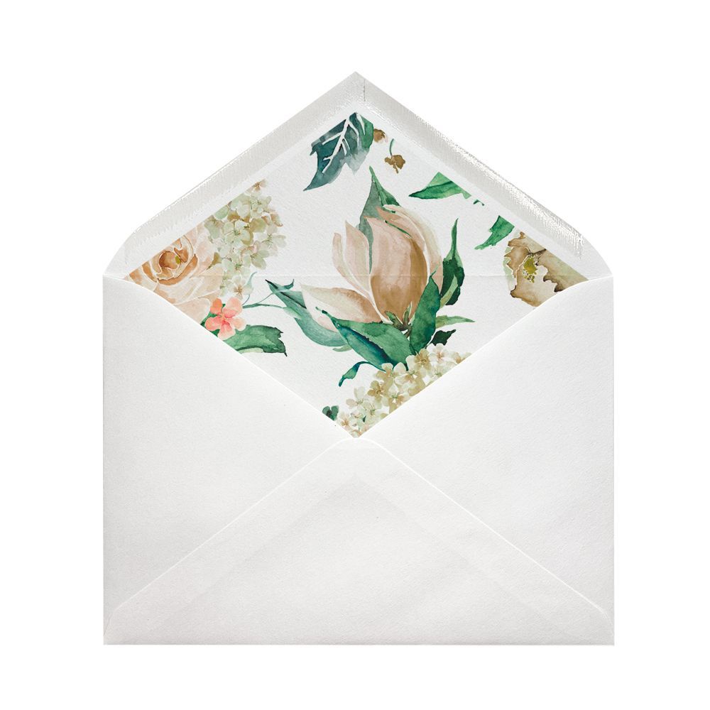 Sobres forrados estampados Ministro | Flores Blancas Sobres forrados estampados Ministro | Flores Blancas