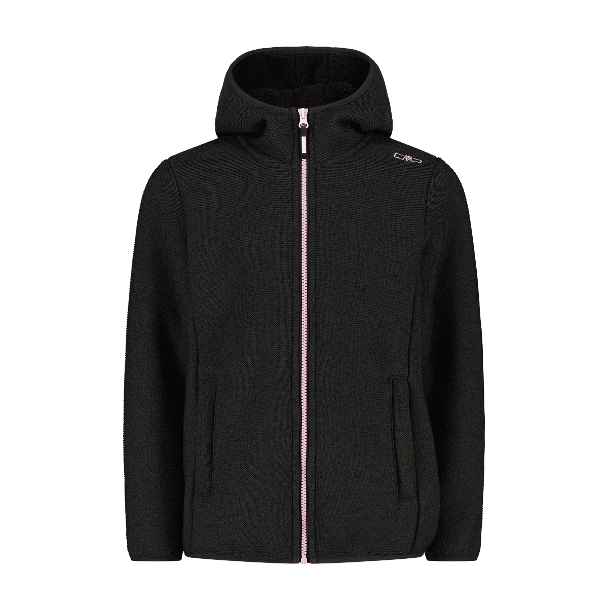 CMP Giacca in pile da bambina in knit tech melange con cappuccio 35H1675-U905 CMP Giacca in pile da bambina in knit tech melange con cappuccio 35H1675-U905