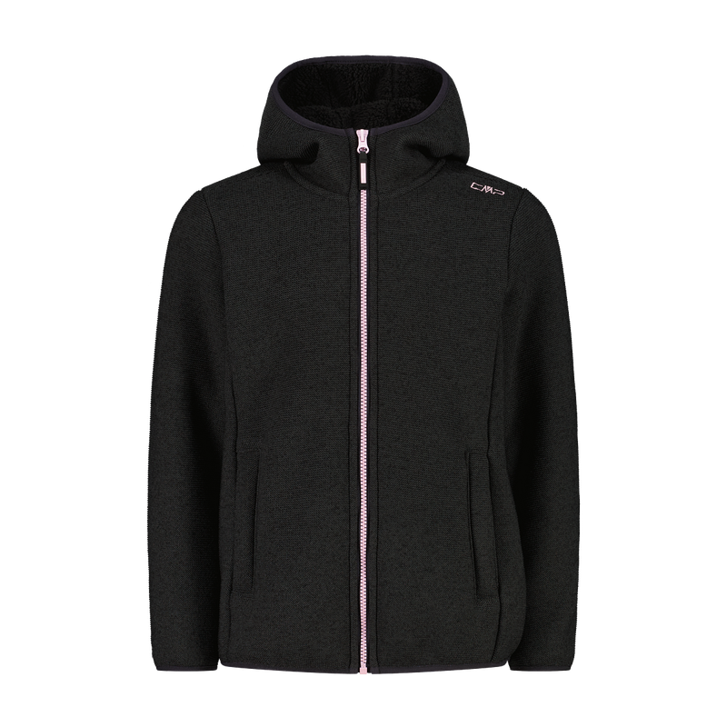 CMP Giacca in pile da bambina in knit tech melange con cappuccio 35H1675-U905 CMP Giacca in pile da bambina in knit tech melange con cappuccio 35H1675-U905