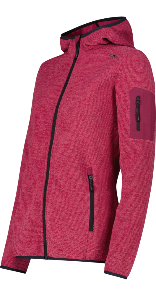 CMP Giacca in pile da donna in knit-tech mélange con cappuccio 3H19826A-C489 CMP Giacca in pile da donna in knit-tech mélange con cappuccio 3H19826A-C489