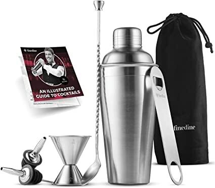 kit cocteleria plateado 7 piezas