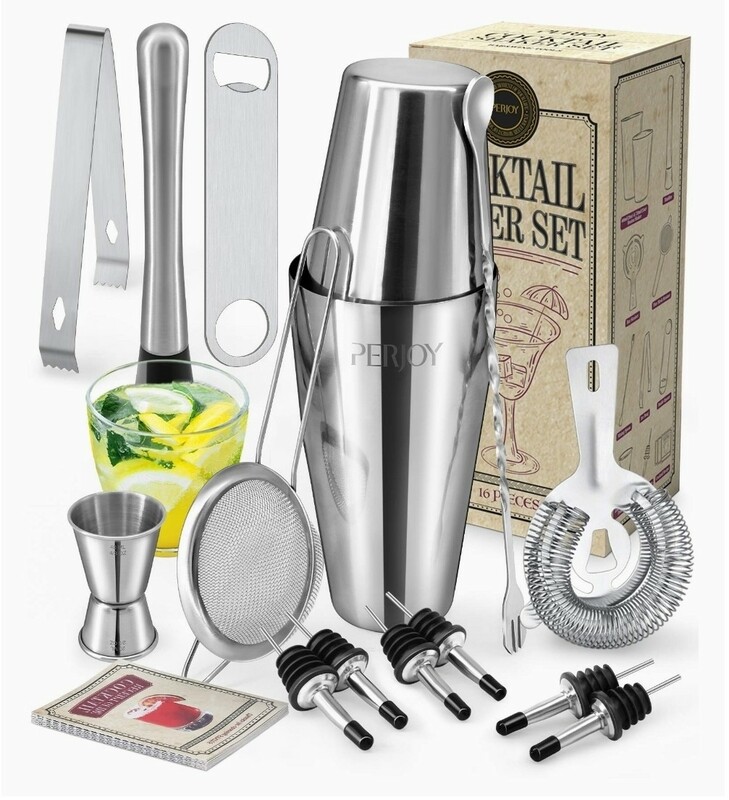 Kit cocteleria plateado 16 piezas boston 