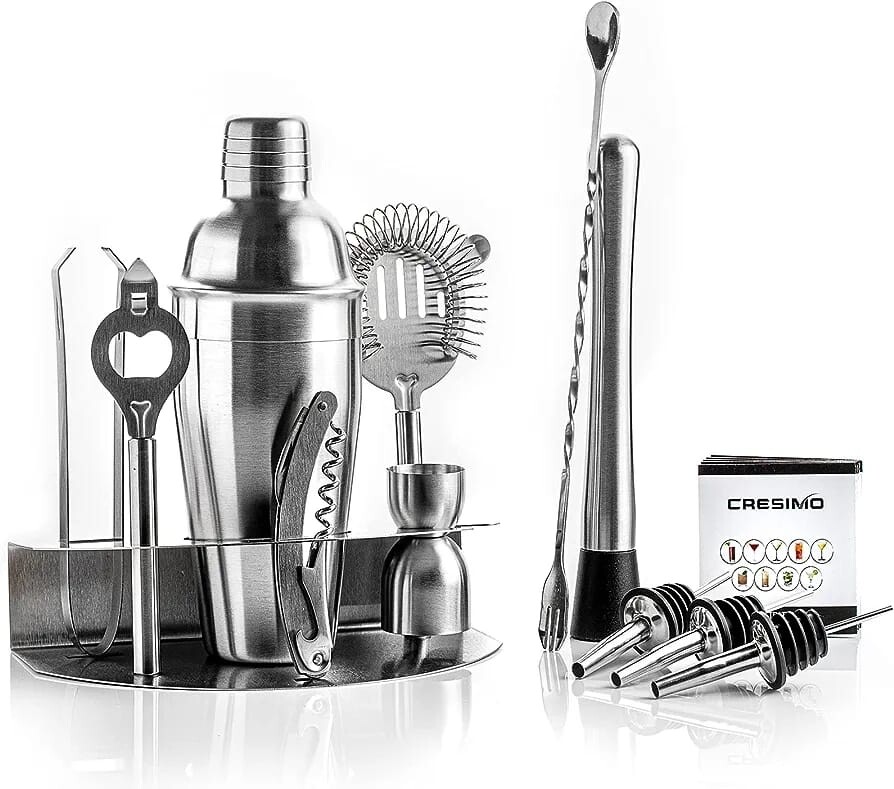 Kit cocteleria CRESIMO EN ACERO INOXIDABLE PRESENTACIÓN LUXURY 12 piezas