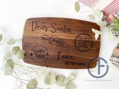 Santa Tray | Christmas Engraved Tray | Engraved Cutting Board | Milk and Cookies | Christmas Eve