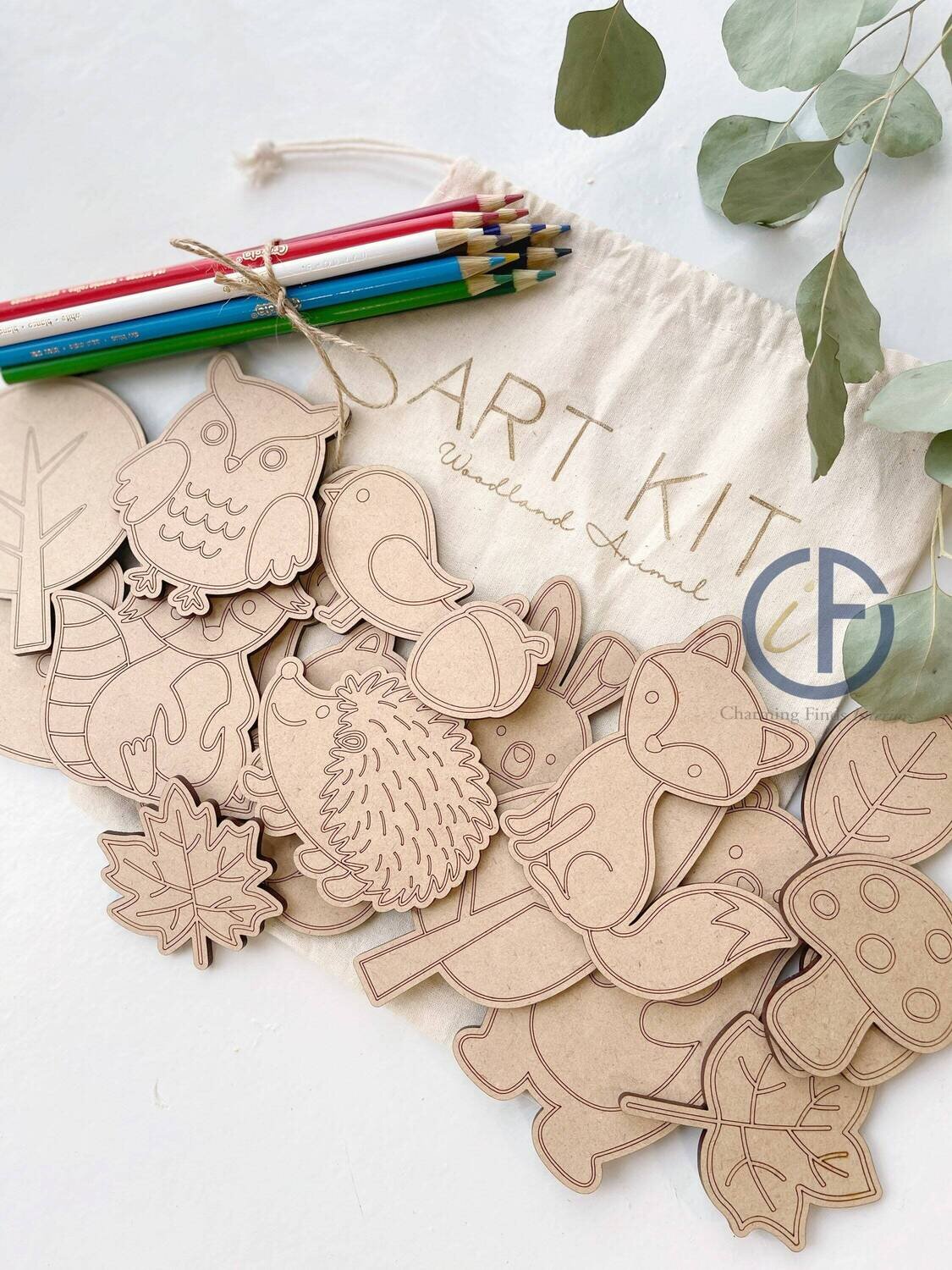 Kids Art Kit | Woodland Animal | Take and Make | Kid Craft | DIY | Kit Coloring | Forest Animals