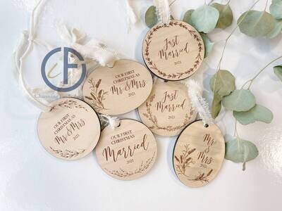 Married Lavender Ornament | Wedding Gift | Married | Wood | Engraved Ornament | Holiday Ornament