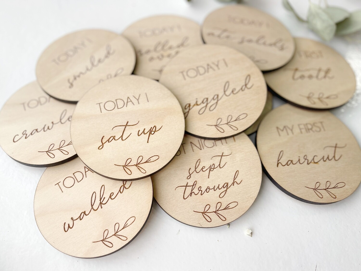 Today I Round Wooden Milestone Discs | Baby Photo Props  | Baby First Year | Milestone Disc | Nursery | Baby Shower Gift