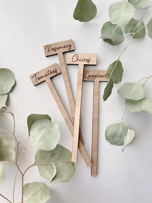 Set of Plant Markers | Potted Plant Sign | Herb Marker | Plant Stake | Wood Plant Sign | Indoor Garden