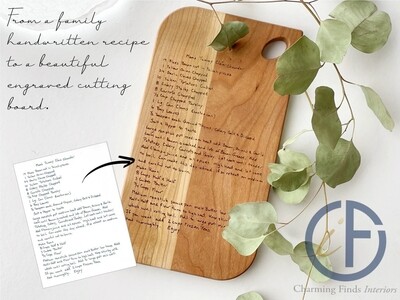 Personalized Cutting Board | Handwritten Family Recipe Engraved |