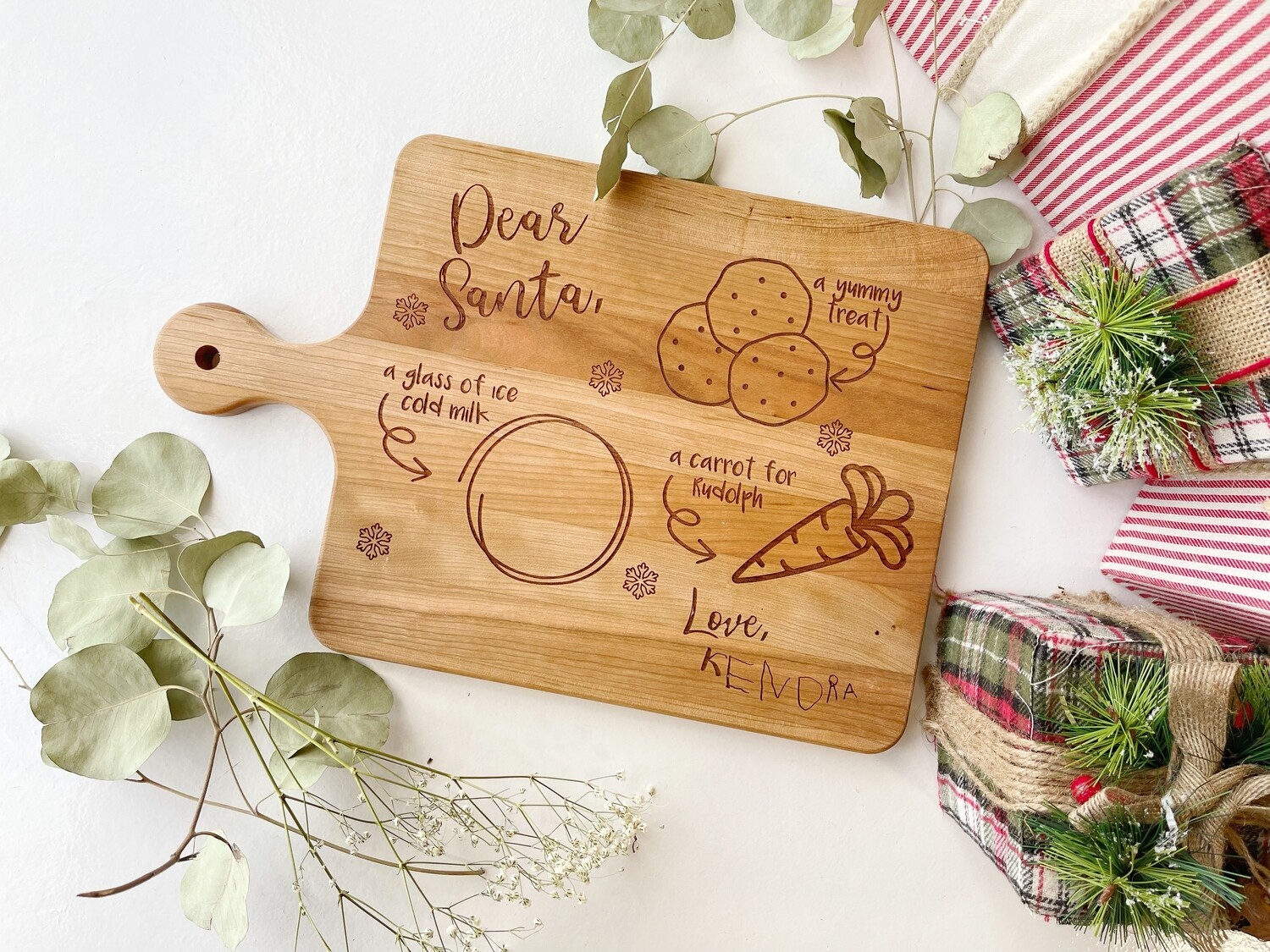 Santa Tray | Christmas Engraved Tray | Engraved Cutting Board | Milk and Cookies