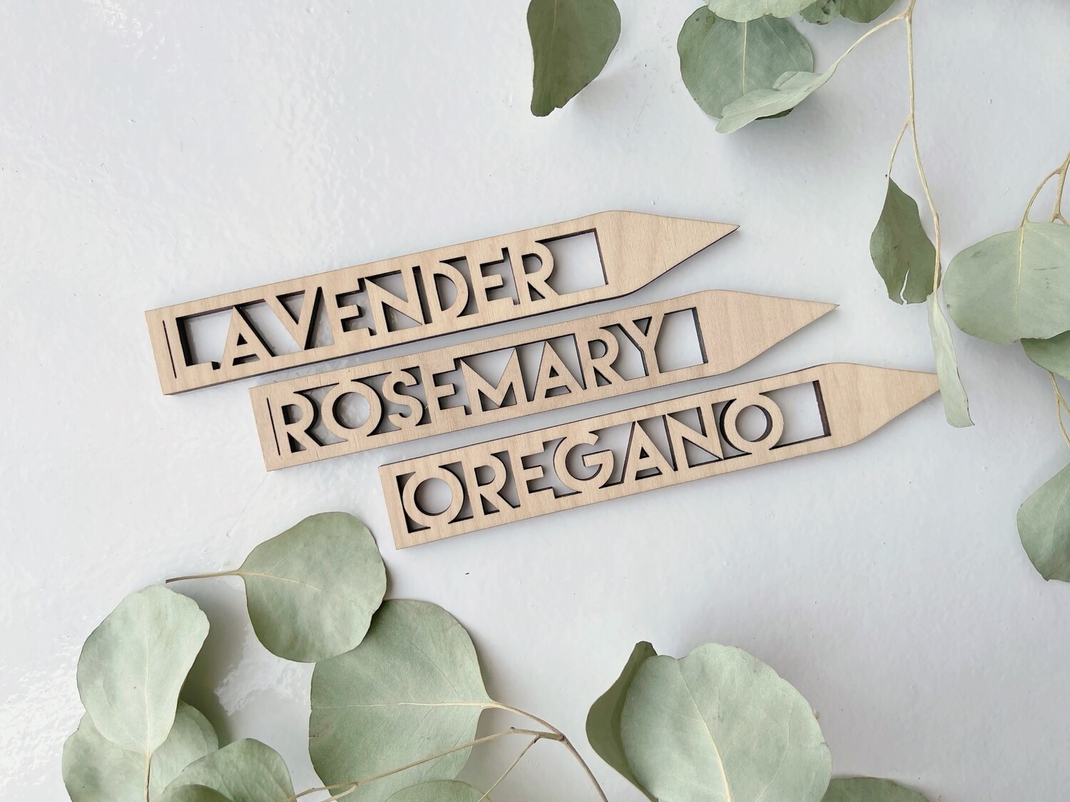 Set of Cutout Plant Markers | Potted Plant Sign | Herb Marker | Plant Stake | Wood Plant Sign | Indoor Garden