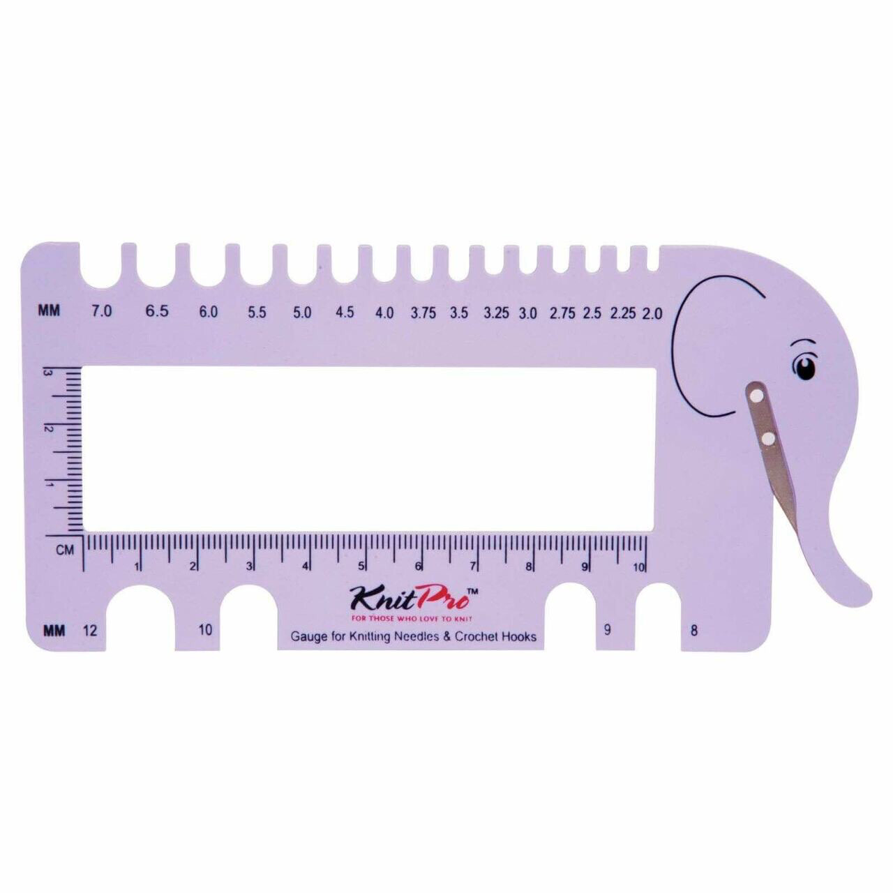 KnitPro Lilac Elephant Needle Gauge & Yarn Cutter