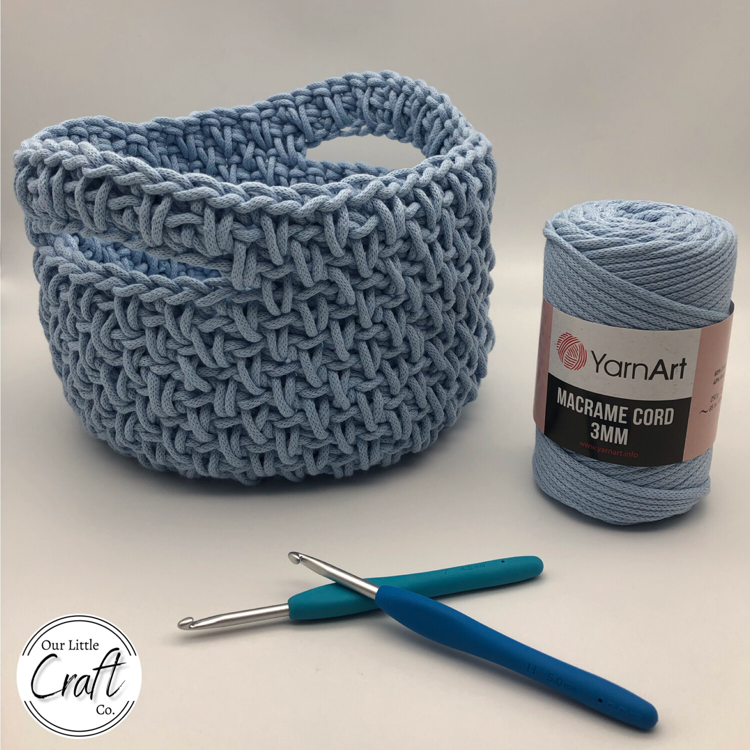 Crochet Storage Basket Pattern - YarnArt Macrame 3mm Cord | Our Little Craft  Co | UK Crochet & Craft Supplies Store