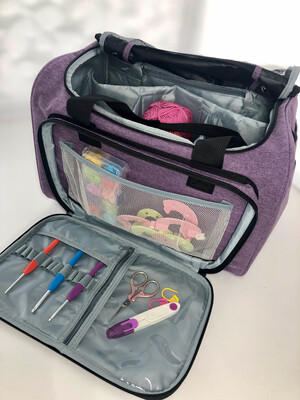 Crochet / Knitting Storage Carry Tote Bag - Purple