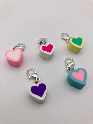 Polymer Clay Heart Shaped Stitch Markers - pack of 5