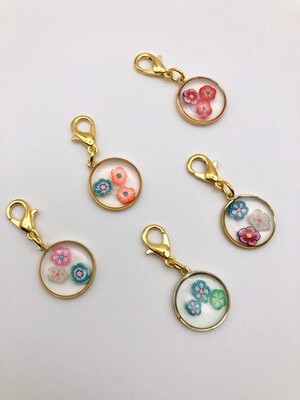 Resin & Polymer Clay Flowers Stitch Markers - pack of 5