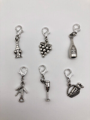Wine Themed Stitch Markers - pack of 6