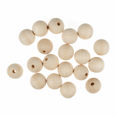 30mm Round Wooden Beads - Pack of 5