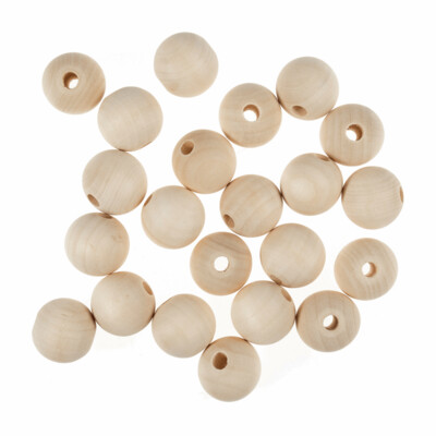 25mm Round Wooden Beads - Pack of 5