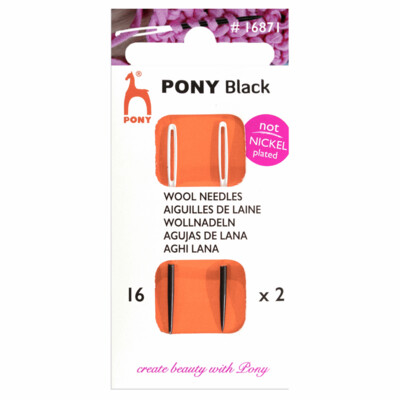 Pony Wool Needles: Black with White Eye: Size 16