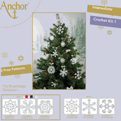 Anchor Crochet Kit: Snowflakes 1: White/Gold