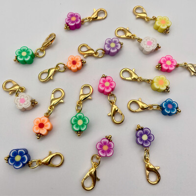 Flower Polymer Clay Stitch Markers - pack of 5