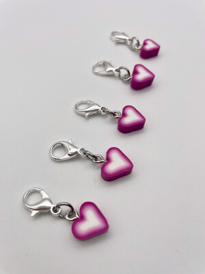 Heart Polymer Clay Stitch Markers - pack of 5