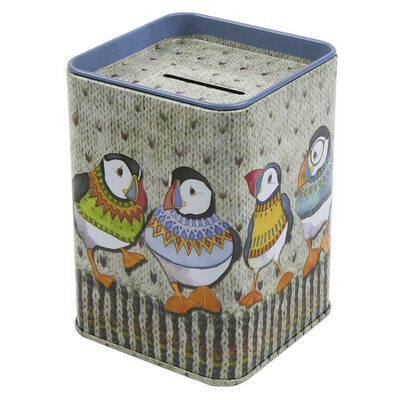 Emma Ball Square Money Tin - Woolly Puffins