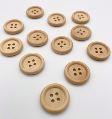Natural Wooden Buttons - (10 pcs)