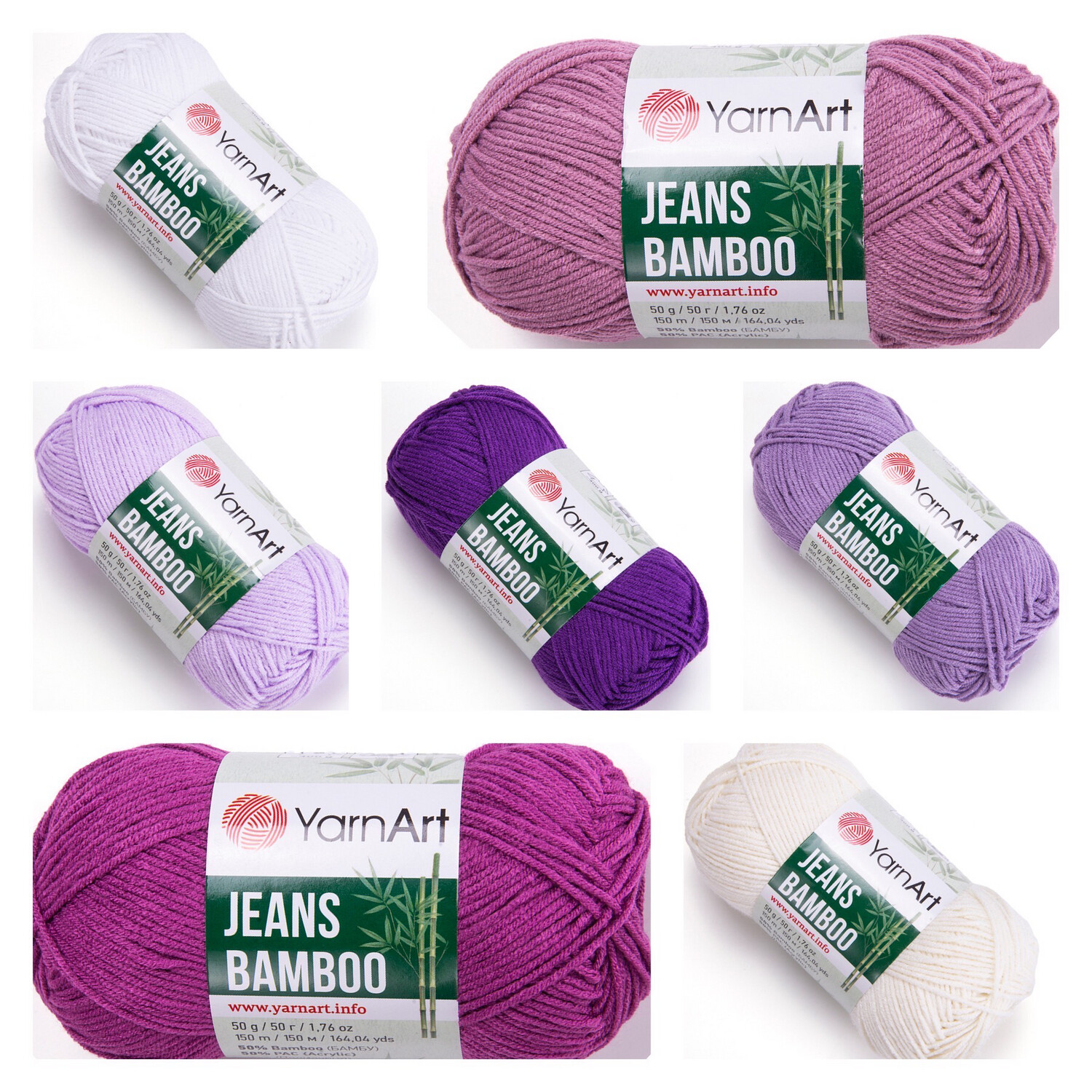 12 x YarnArt Jeans Bamboo Purple Haze Bundle