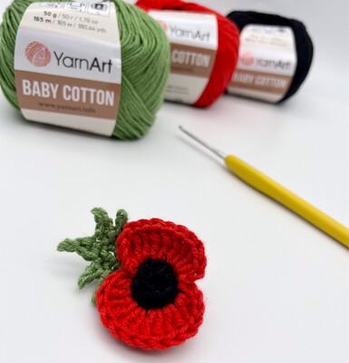  Poppy Brooch Crochet Pattern