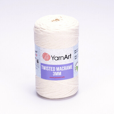 YarnArt Twisted Macrame 3mm 752 - Milk White